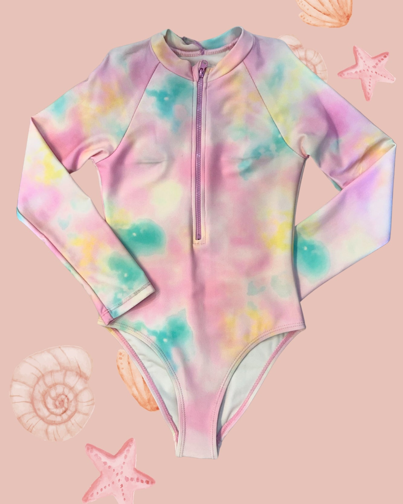 Kids Swimsuit Long Sleeve Rash Guard Surf UV Protection Whimsical Print Cute Style Child Girl Teens