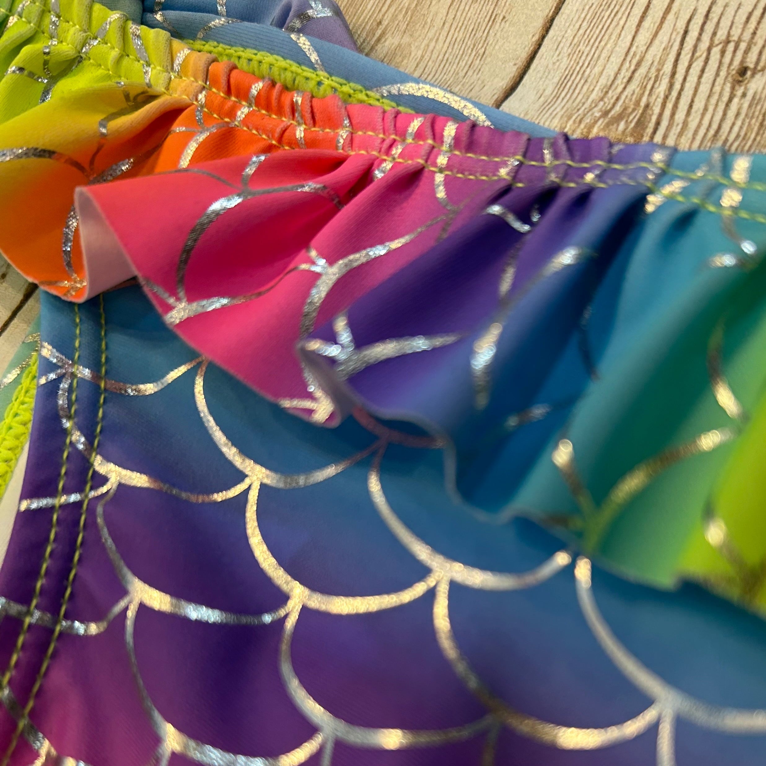 KH3034 Kids Rainbow Mermaid Dream Ruffle Two Piece